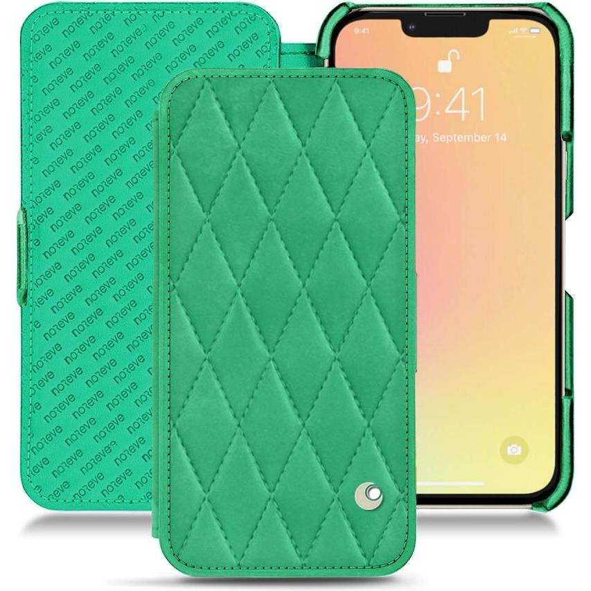 Noreve Lederschutzhülle horizontal (Apple iPhone 13), Smartphone Hülle, Grün