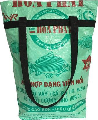 Image du produit Bekos Upcycling - Grand sac à provisions fabriqué à partir de sacs d'aliments pour poissons recyclés vert