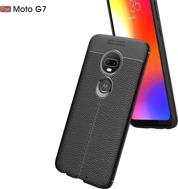 Produktbild Screenguard Motorola Moto G7 Plus Hülle Leather Design TPU Cover (Motorola Moto G7 Plus)