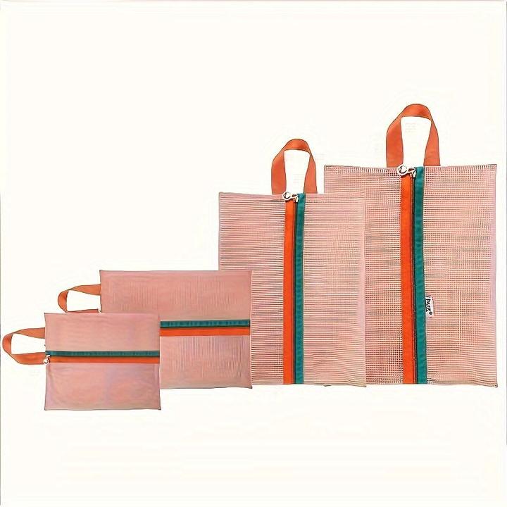 Only-Bags.Store 4 Stück Travel Mesh Storage Bags, leichte, vielseitige Organizer, tragbare Netzbeutel