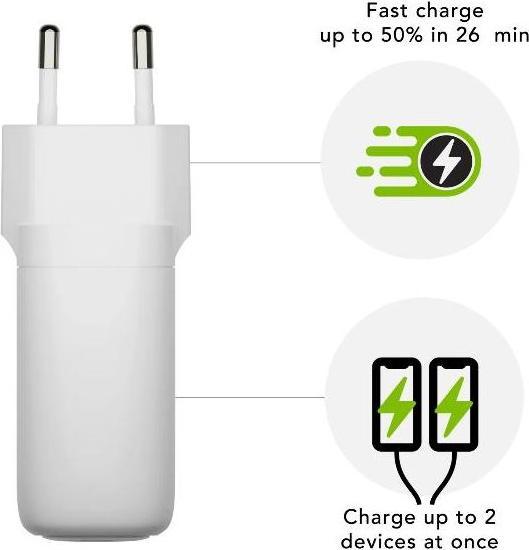 Actual product image dbramante1928 re-charge - EU Wall Charger - 2x USB-C 45W - W, Indoor, AC, White (45 W)