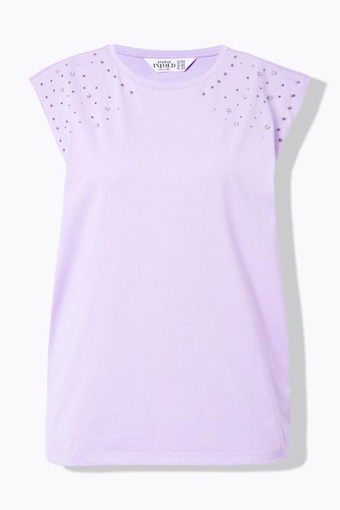 Actual product image Studio Untold Rhinestone Studded Cap Sleeve Tee (54)