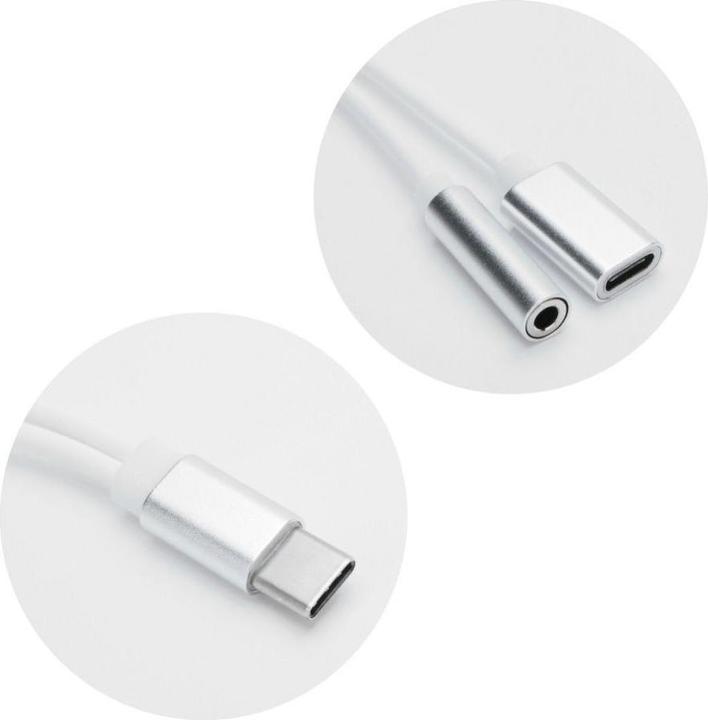 Produktbild NoName Converter OEM Adapter AUX 2in1 Type C (male) to Type C (female) / Jack 3,5 mm (female) white (USB-C)