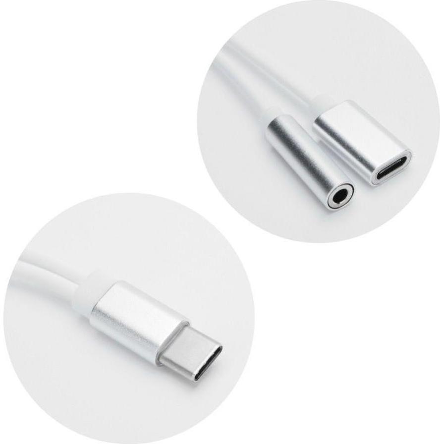 NoName Converter OEM Adapter AUX 2in1 Type C (male) to Type C (female) / Jack 3,5 mm (female) white (USB tipo C), Adattatore dispositivo mobile, Bianc