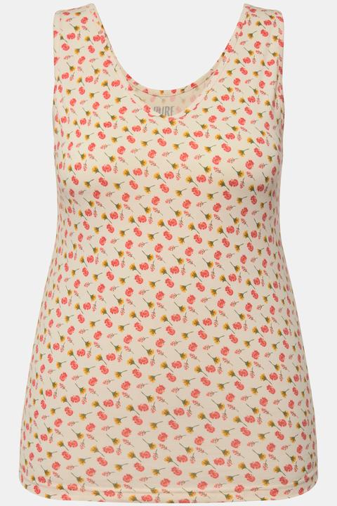 Image du produit Ulla Popken Débardeurs en lot de 2, fleurs/uni. Avec col V, sans manches (42, 44)