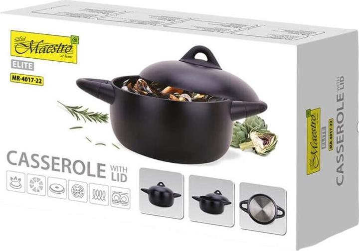Actual product image Maestro Garnek z pokrywką 22cm 4 0l MR-4017-22 (22 cm, Pot, Aluminium)