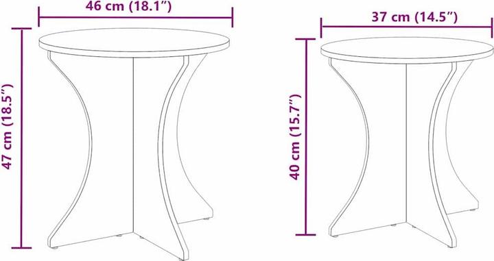 Immagine prodotto vidaXL Tavolino da caffè (37 x 37 x 40 cm, 46 x 46 x 47 cm)
