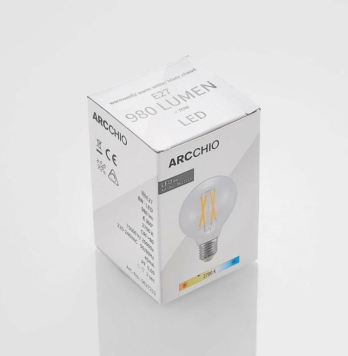 Produktbild Arcchio LED-Lampe E27 8W G80 2.700K Filament dimmbar klar (E27, 8 W, 980 lm, 1 x, E)