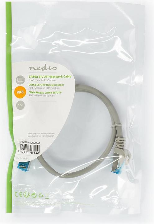 Immagine prodotto Nedis Cavo CAT6a S/FTP RJ45 Maschio 0,50 m Snagless Rotondo LSZH Busta Grigia (SF/UTP, CAT6a, 0.50 m)