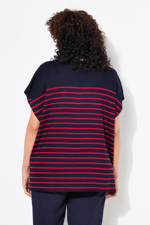 Immagine prodotto Ulla Popken Pullover dal taglio oversize a righe con taglio a mantella e scollo a girocollo (50, 52)