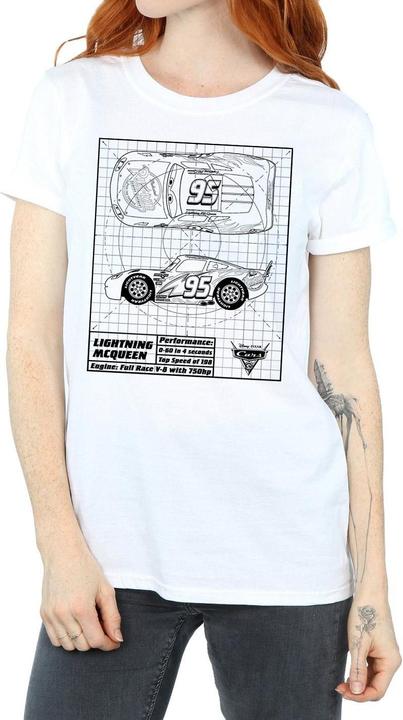 Immagine prodotto Disney Cars Lightning McQueen Blueprint Maglietta Ampia Donna (S)