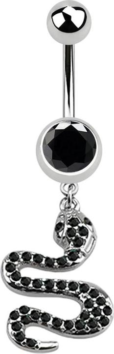Produktbild Star Piercing Banane silber mit Anhänger Schlange schwarz (Chirurgenstahl 316L, ohne Messing)