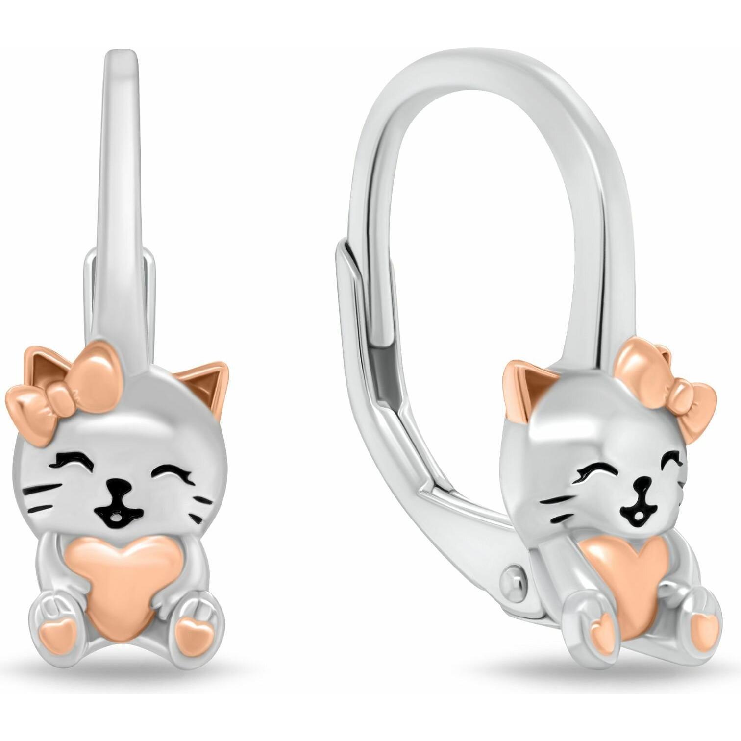 Brilio, Orecchini, Zweifarbige silberne Hängeohrringe Cats EA1242W