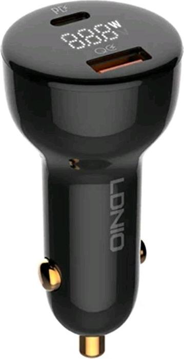 Ldnio C101 Car Charger, USB + USB-C, 100W + USB-C to USB-C Cable (Black)