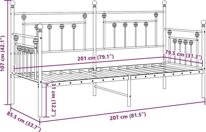 Actual product image vidaXL Tagesbettrahmen (80 x 200 cm)