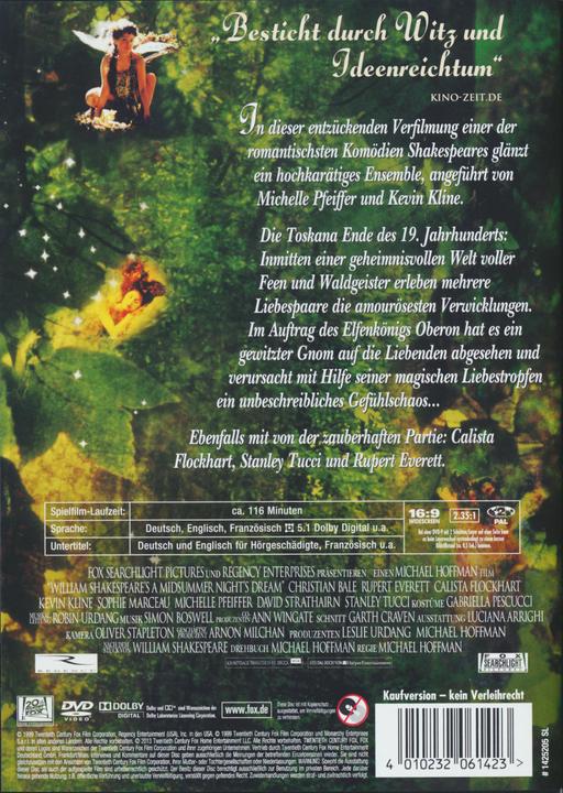 Produktbild Ein Sommernachtstraum (DVD, 1999, Deutsch, Französisch, Englisch)