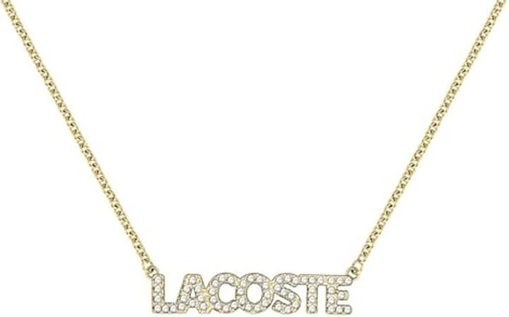 Lacoste Script Necklace with Crystal Accents and Lobster Clasp (Yellow gold ion coating, 41 - 46 cm)