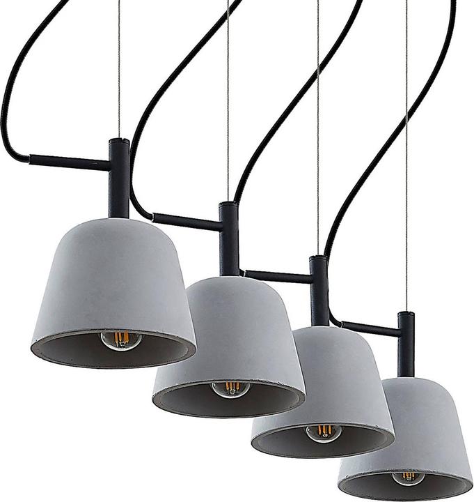 Actual product image Lucande Otavis 4 Concrete pendant light (E14)