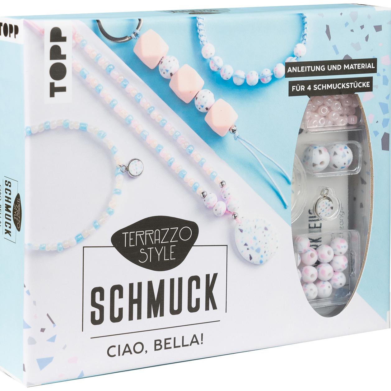 Topp Terrazzo-Schmuckset Ciao, Bella! (Pastellig/ Blau)