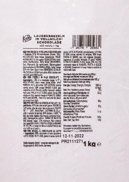 Produktbild KoRo Laugebrezeln in Vollmilchschokolade (1000 g)