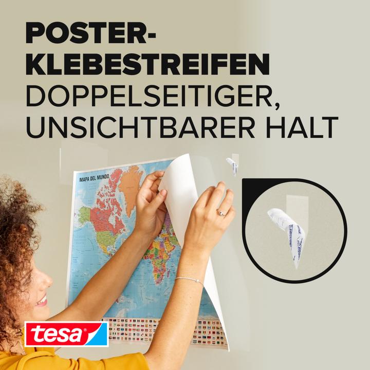 Actual product image tesa Powerstrips POSTER, Big Pack, 200g holding power, 96x double-sided adhesive strips