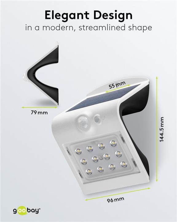 Image du produit Goobay Applique murale solaire à LED (220 lm, IP65)