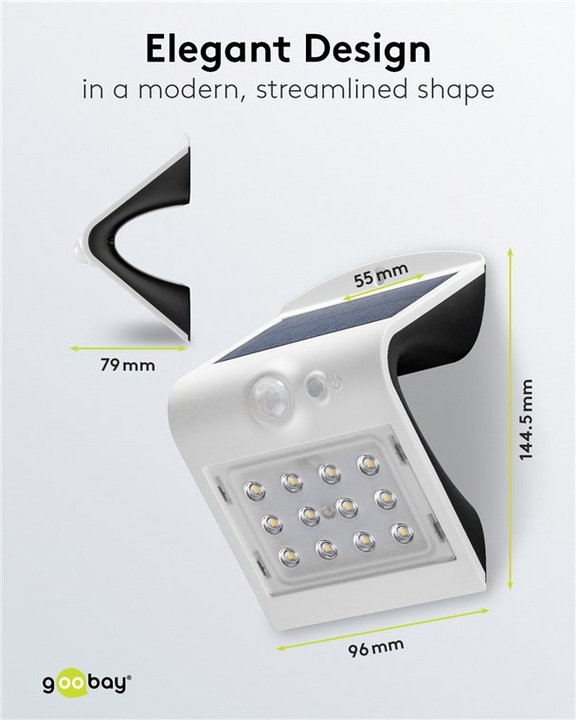 Image du produit Goobay Applique murale solaire à LED (220 lm, IP65)