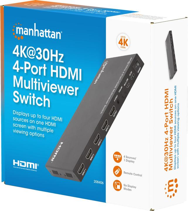 Immagine prodotto Manhattan Switch multiviewer HDMI 4K@30Hz a 4 porte