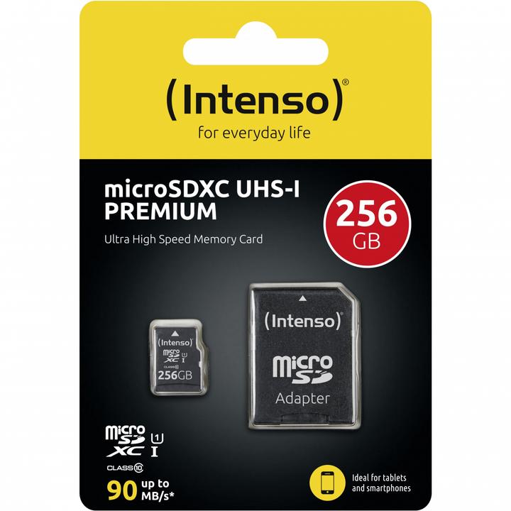 Actual product image Intenso UHS-I Premium (256 GB, microSDXC, U1, UHS-I)