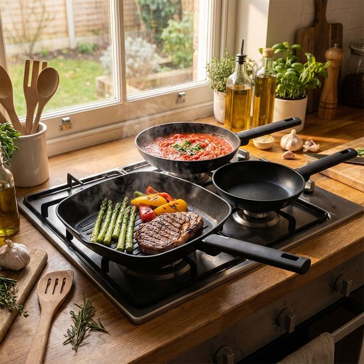 Produktbild BerlingerHaus Haus 3-teiliges Bratpfannen-Set Ø 20/24/28cm Matte Black Collection (Bratpfanne, Grillpfanne, Aluminium, 20 x 4.50 cm)