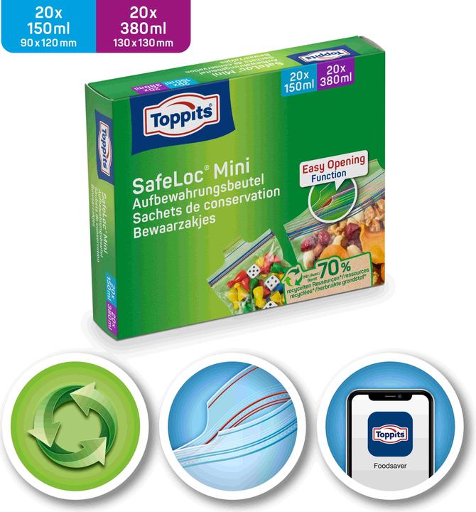 Image du produit Toppits Mini sac à fermeture éclair (40 x)