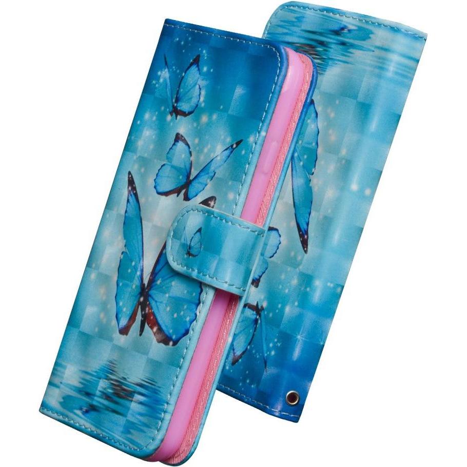 Thumbnail - Cover-Discount Xiaomi Mi Note 10 / 10 Pro - Etui Schmetterlinge Glitzer Effekt blau (Xiaomi Mi Note 10 Pro, Xiaomi Mi No...