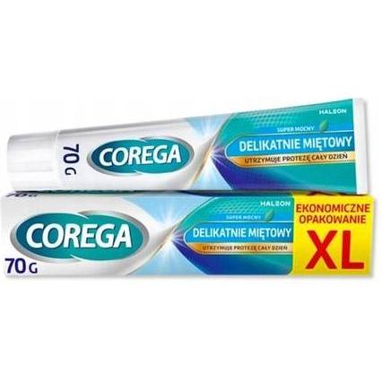 Corega, Dentifricio, Super mocny krem mocujący do protez zębowych delikatnie Miętowy 70g