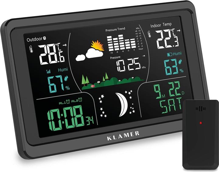 KLAMER Funkwetterstation mit Aussensensor