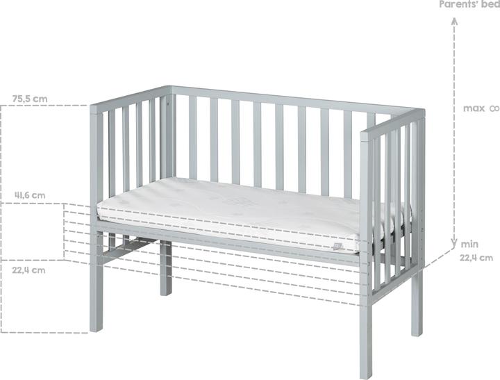Image du produit Roba Lit d'appoint 2en1 avec barrière + matelas