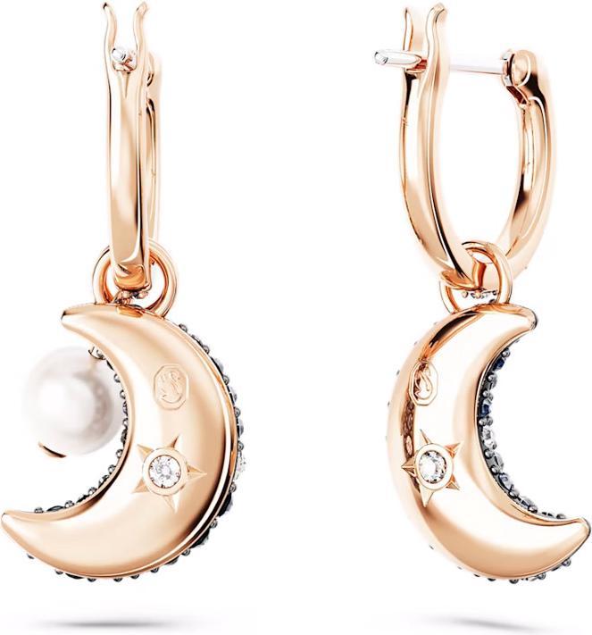 Image du produit Swarovski Luna Drop Boucles d'oreilles Design asymétrique Lune or rose (Émail, Métal Swarovski)