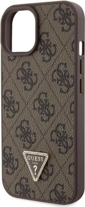 Actual product image Guess PU Leather Metal Logo Rhinestone Crossbody Case for Apple iPhone 15 - brown (Apple iPhone 15)