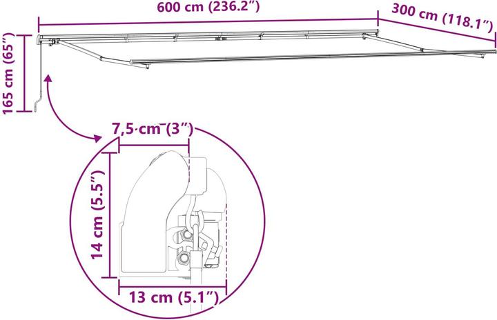 Actual product image vidaXL Einziehbare Markise (3 m)