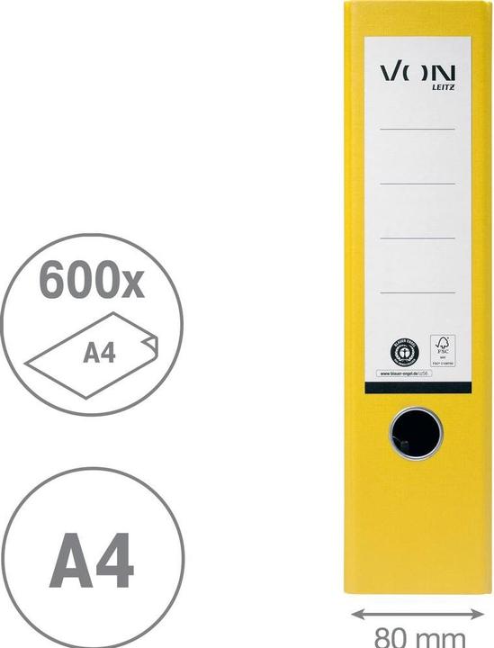 Produktbild von Ordner 8 cm, Gelb (A4, 80 mm, 1 Stk.)