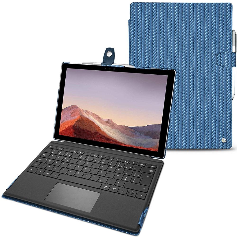 Noreve Lederschutzhülle (Microsoft Surface Pro 7), Tablet Hülle, Blau