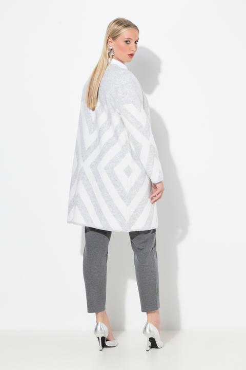 Produktbild Ulla Popken Strickjacke, Streifen, ohne Verschluss, Rundhals, Langarm (58, 60)