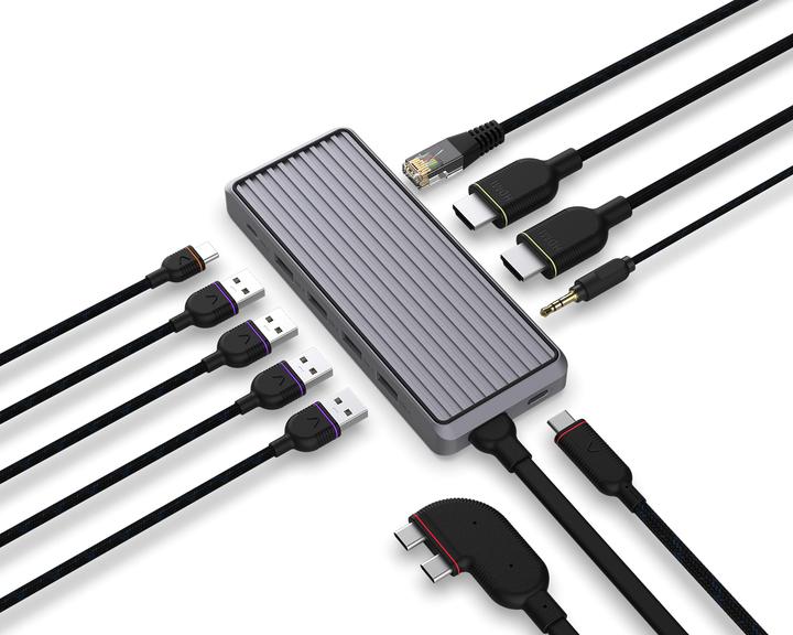 Produktbild Unisynk 10 port USB-C Hub 4K 60 Hz 100W Mac Grey (USB-C)