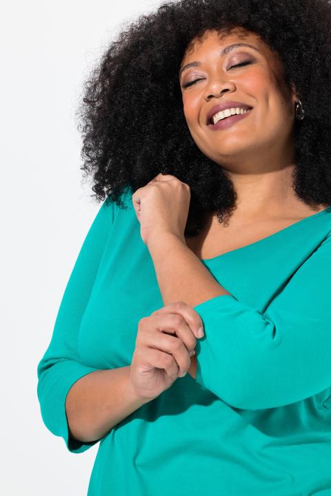 Produktbild Ulla Popken Longshirt, A-Linie, Rundhalsausschnitt, 3/4-Arm (58)