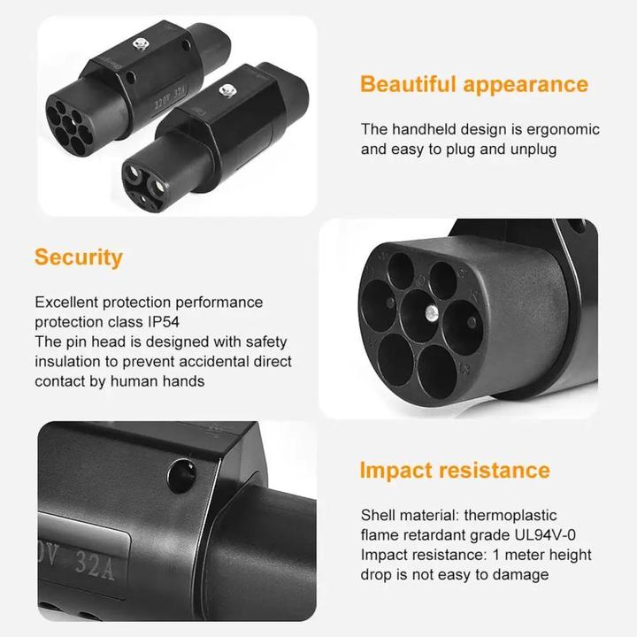 Actual product image iLike Car accessories EV Charge MG1AC Type 2 Plug to Tesla AC Inlet 32A Mode 3 AC Charging Adapter