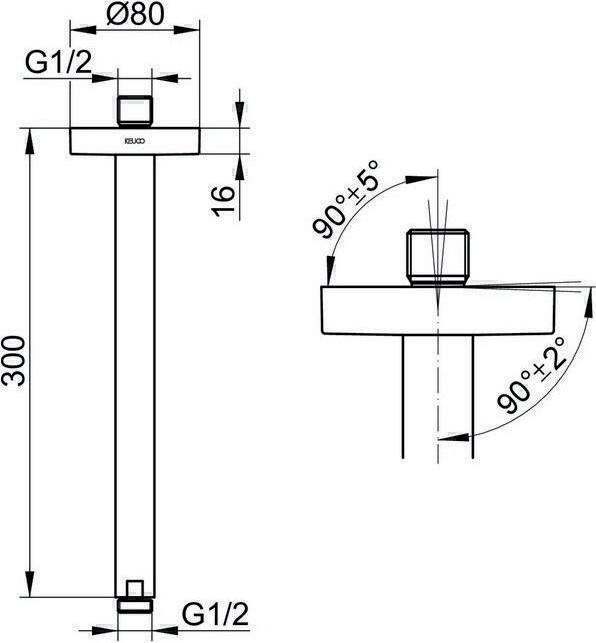Produktbild Keuco Brausearm ELEGANCE Ros rd Ausldg 300mm alu-fin