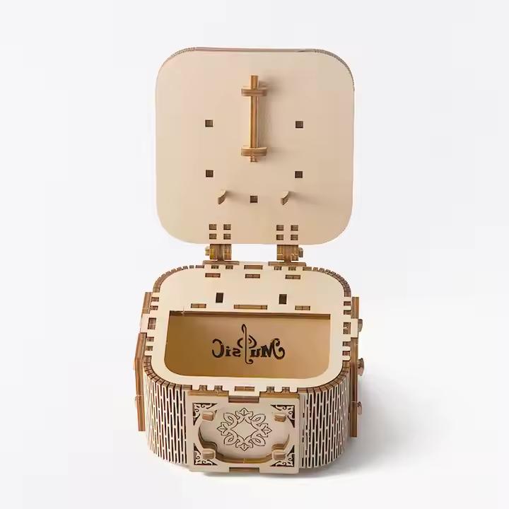 Actual product image Homava 3D wooden construction kit mini music/jewellery box (61 pieces)