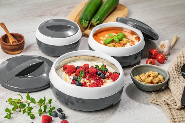 Actual product image Gourmetmaxx Thermo-Schüssel Set 3 Tlg. Grau/Weiss (21.50 cm, 1 x)