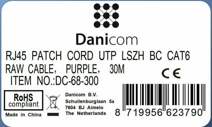 Produktbild Dsit CAT6 Netzwerkkabel, U/UTP, 30 meter, Viollett, 100% Kupfer (U/UTP, CAT6, 30 m)
