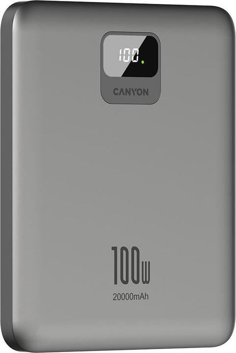 Produktbild Canyon Powerbank PB-2008 LED 20000 mAh PD100W QC3.0 ciemnoszary (CNE-CPB2008DG) (20000 mAh, 100 W, 74 Wh)