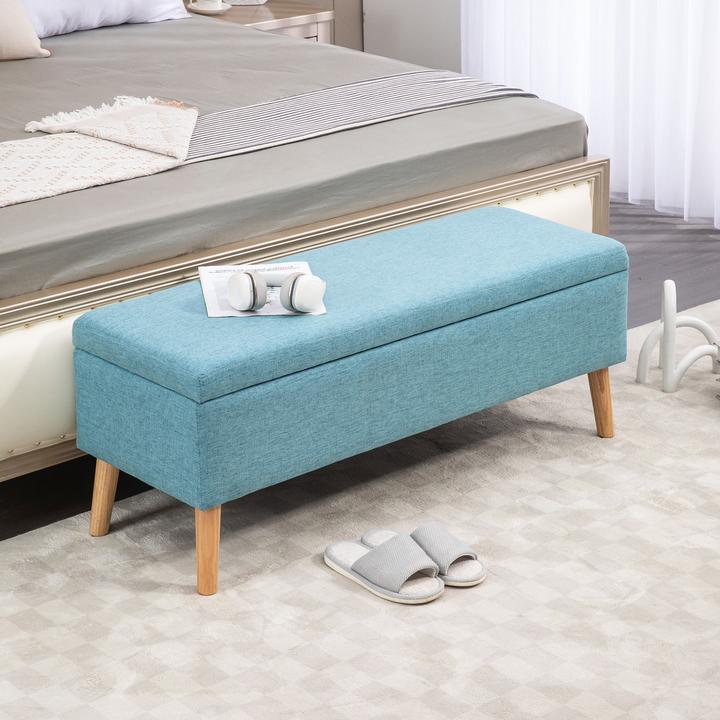 Image du produit Homcom Sitzbank Polyester, Kautschukholz Blau (39 cm)
